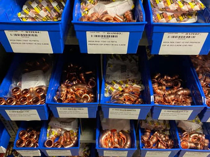 Brass plumbing fittins at Peabody Supply Watham MA